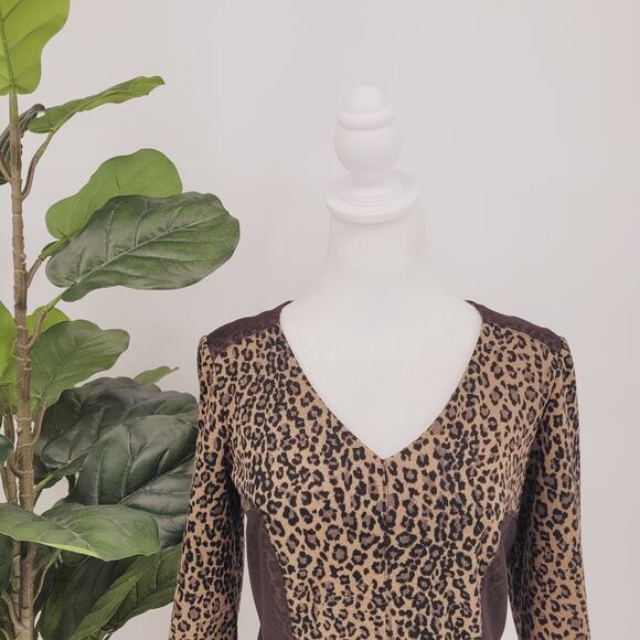 Antonio Melani Womens Leopard Print Lined Sparkle Knee Length Sheath Dress Sz 6 - Picture 2 of 9